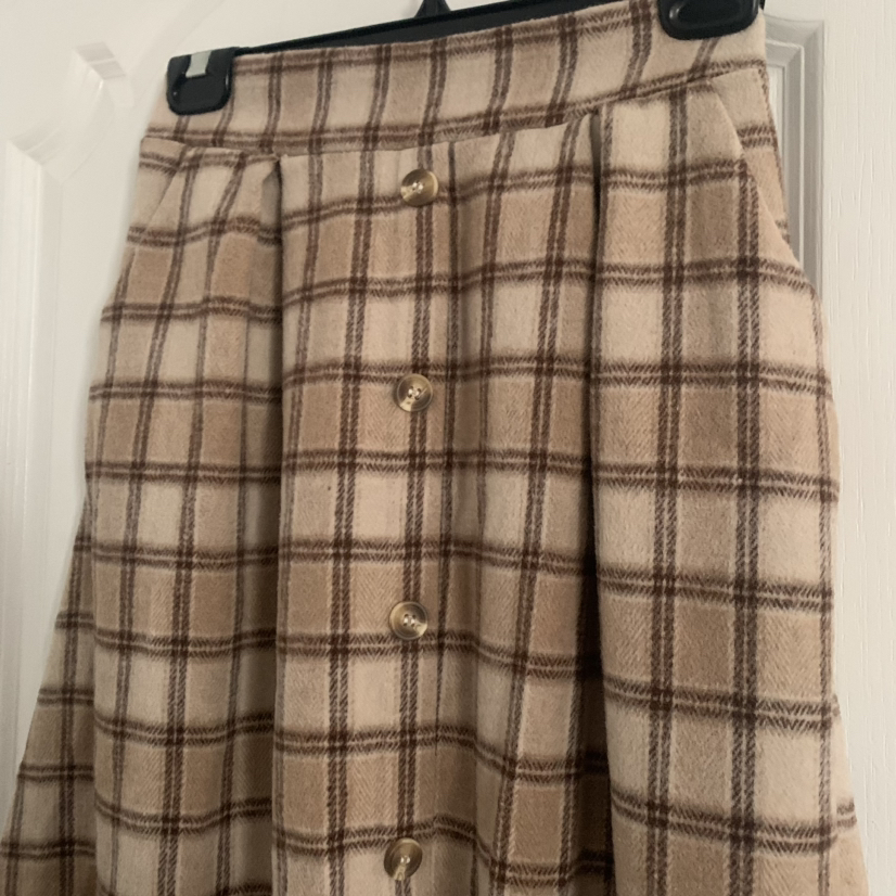 Korean Brown Plaid Skirt w/ Pockets - photo 3