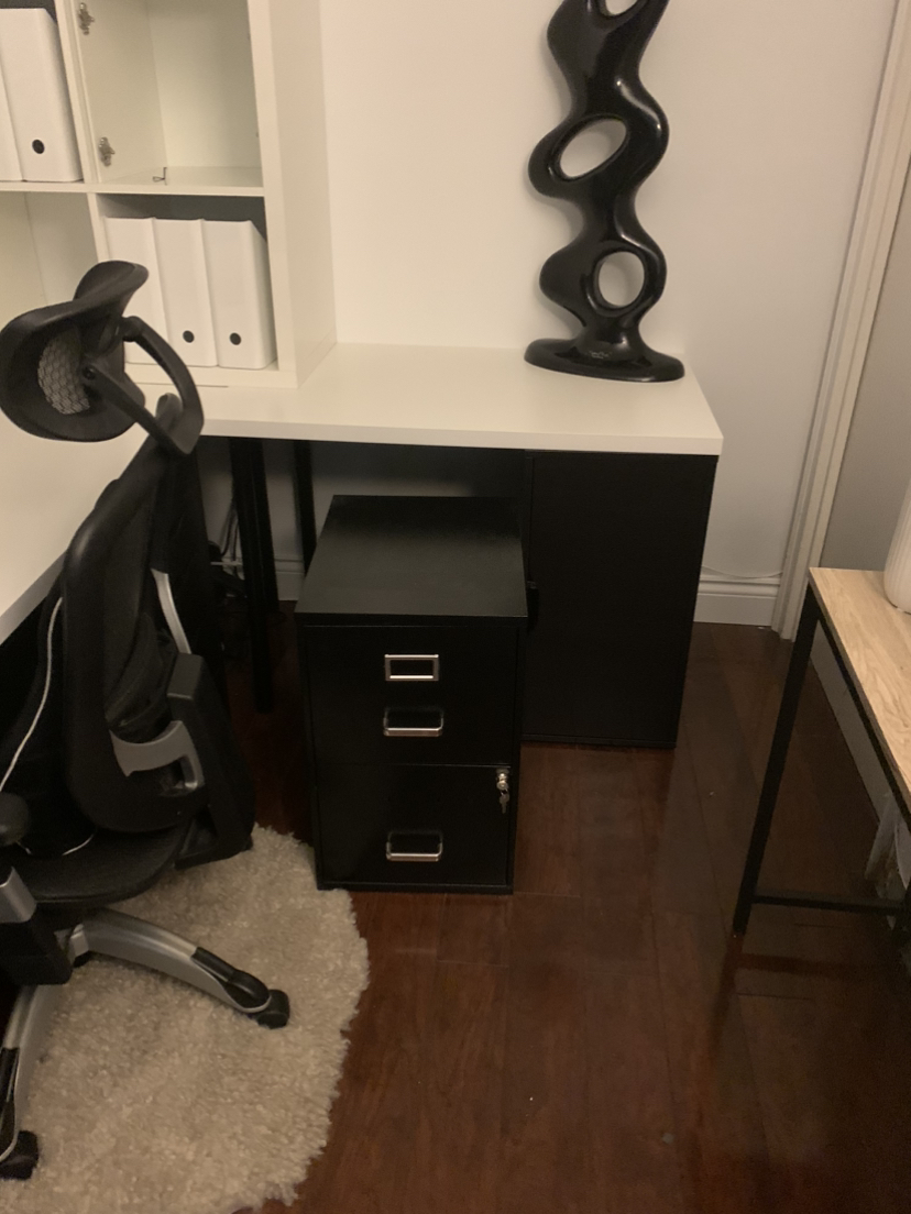 Lock cabinet- Deep 2 drawer metal filing cabinet- black thumbnail