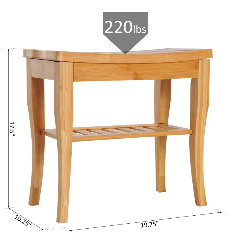 HOMCOM 20" Bamboo Shower Bench Bathroom Stool - photo 3
