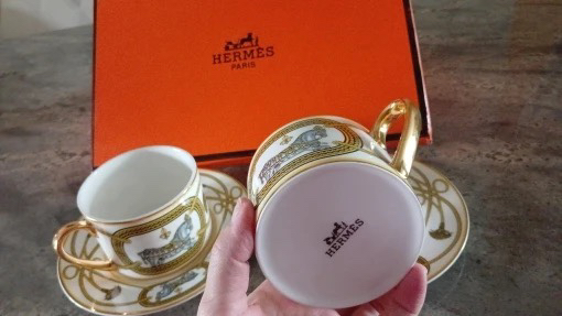 Hermes Tea Cups and Saucers Set of 2 - photo 3