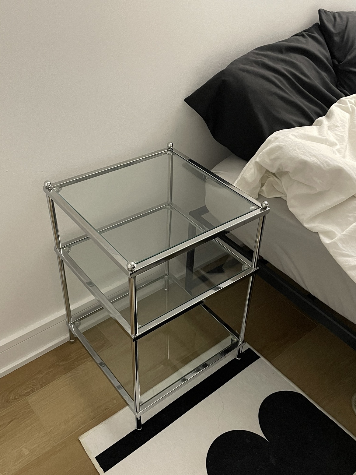 Luxury Side End Table - Chrome / Glass
