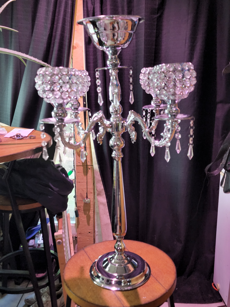 Silver candelabras/ flower holder - photo 2