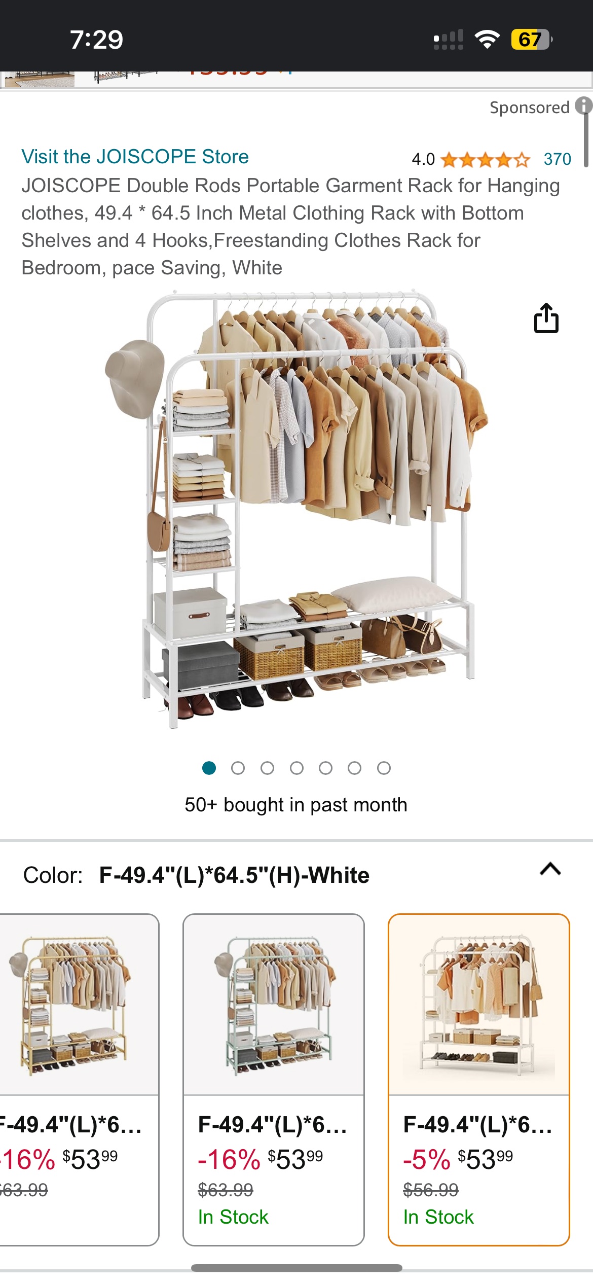 (NEW) Double Rods Portable Garment Rack for Hanging clothes - photo 2
