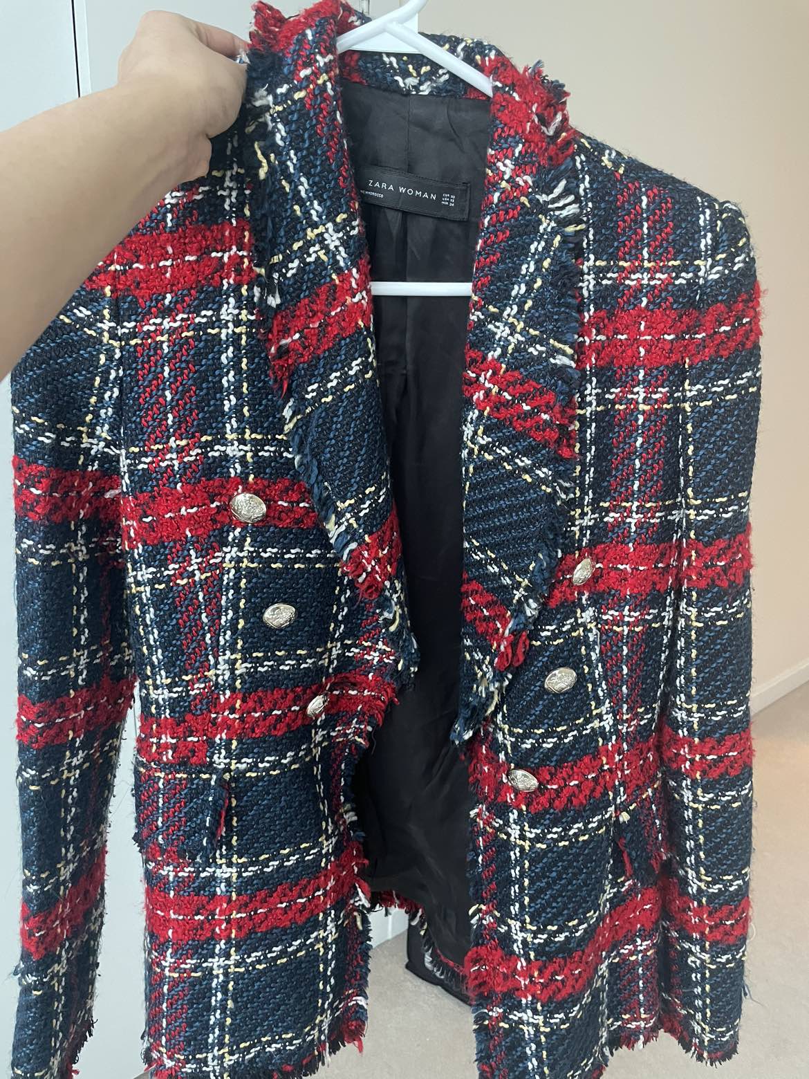 Tweed Zara Blazer Jacket with gold buttons
