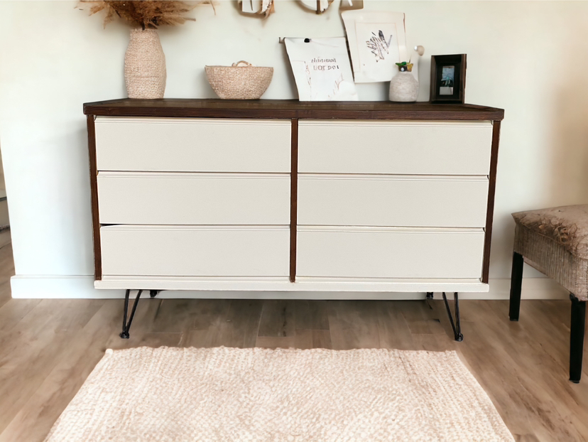 MCM Two-Tone Six Drawer Walnut Dresser (Delivery Available) thumbnail