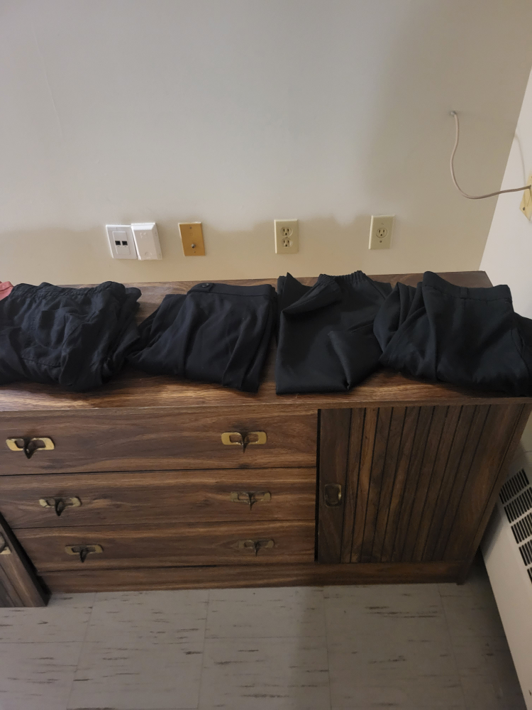 3 pairs black pants, 1 black skirt. thumbnail