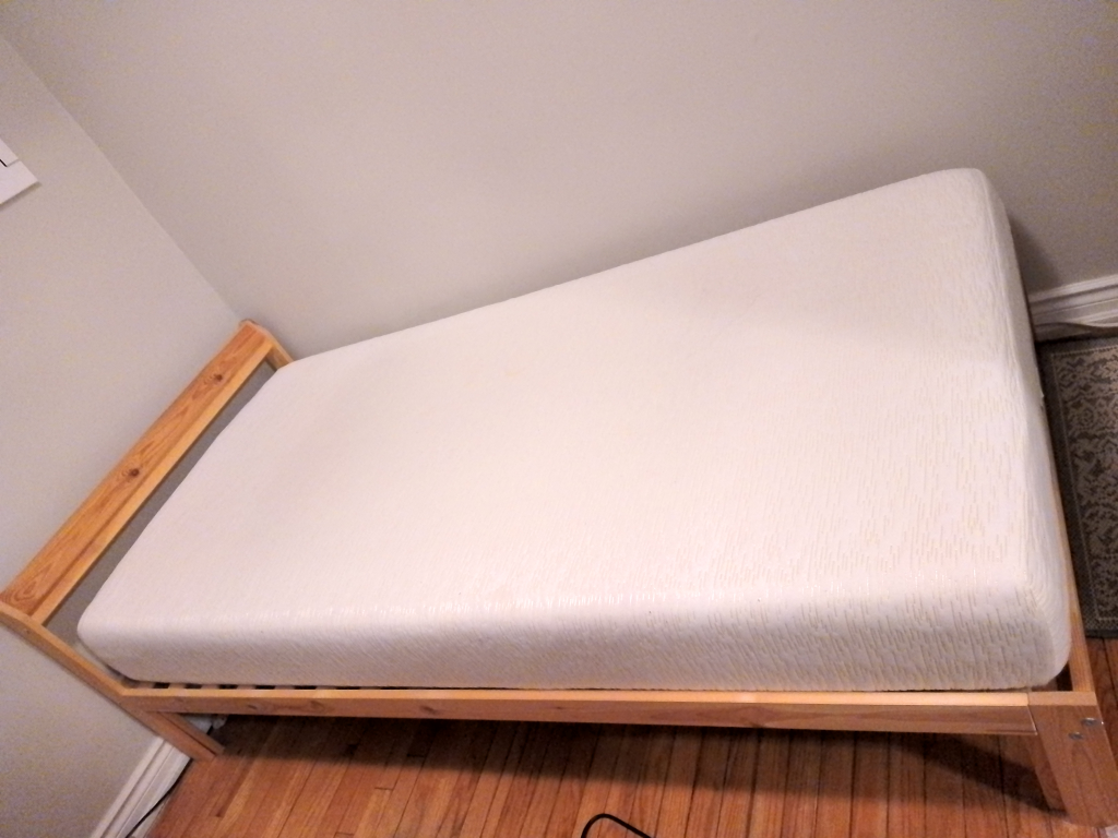 Twin sized bed and memory foam mattress