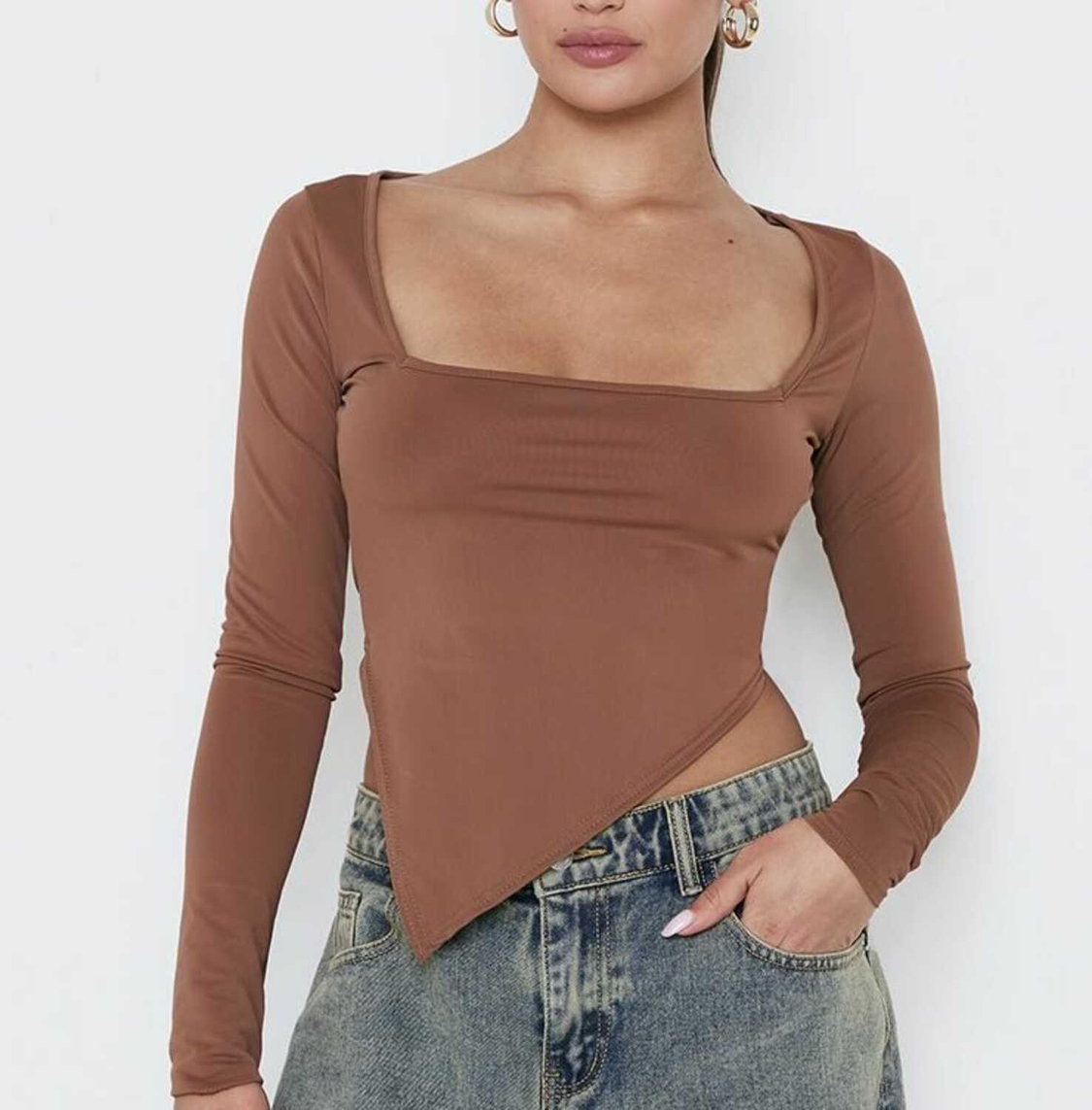 Pretty Little Thing Square Neck Long Sleeve Top - photo 4