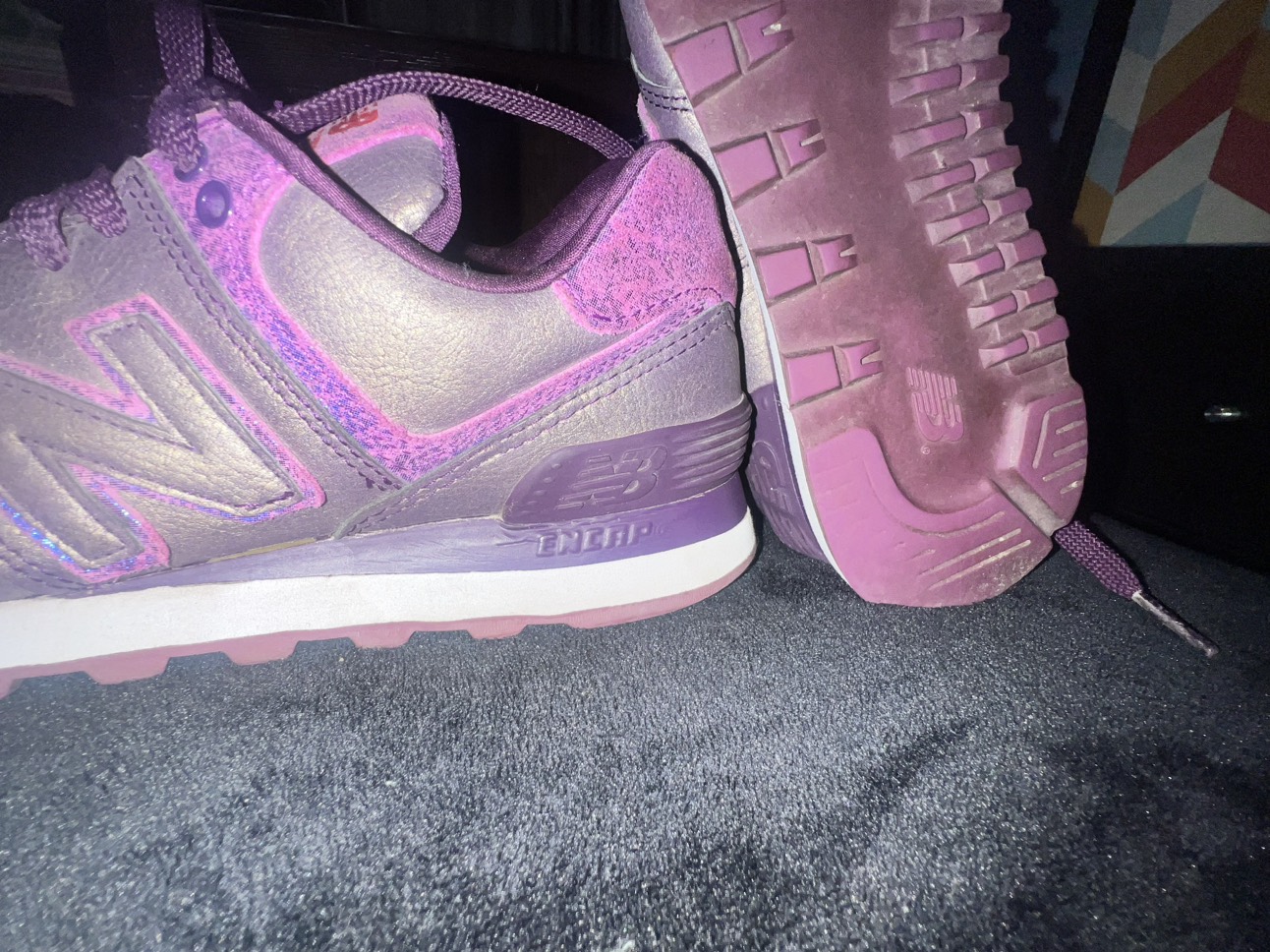 New Balance 574 Rare Purple Metallic Athletic Shoes image indicator(4)