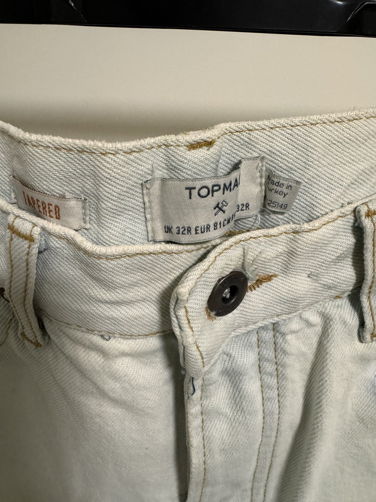 TOPMAN Tapered Two-Tone Raw Step-Hem Jeans - photo 3