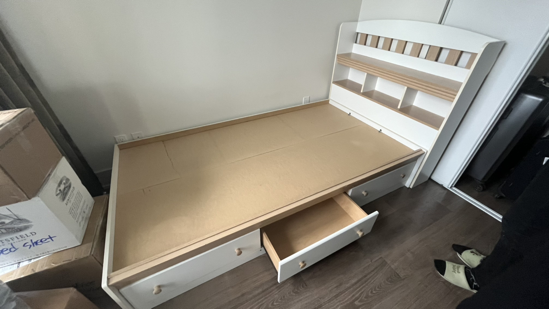 Single twin bed frame with 3 drawers & mattress - photo 4