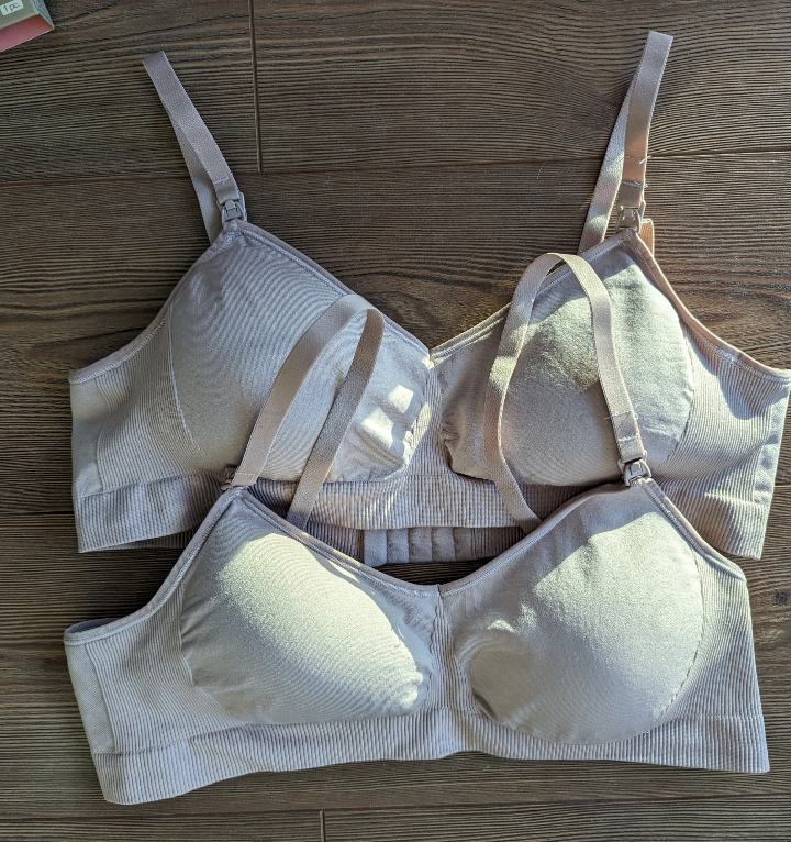 Qty 2 - Seamless V-Neck Nursing Bras - Thyme Maternity