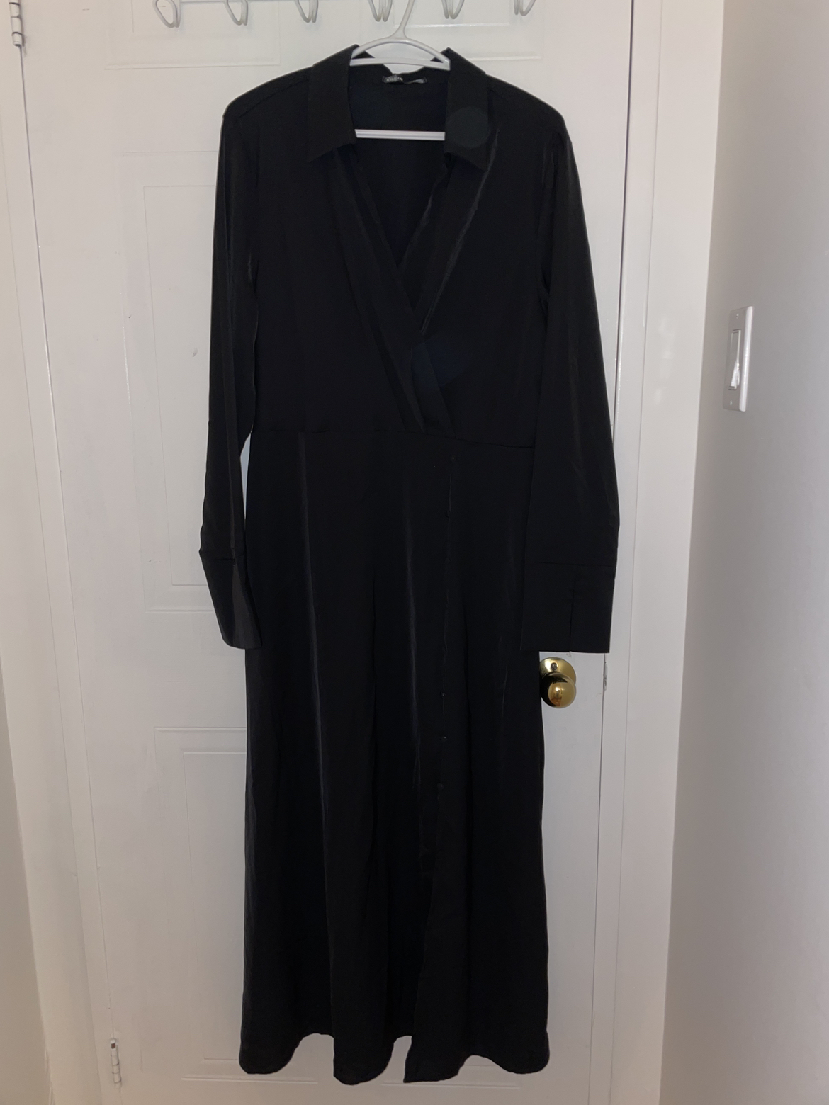 long black dress with ankle slit thumbnail
