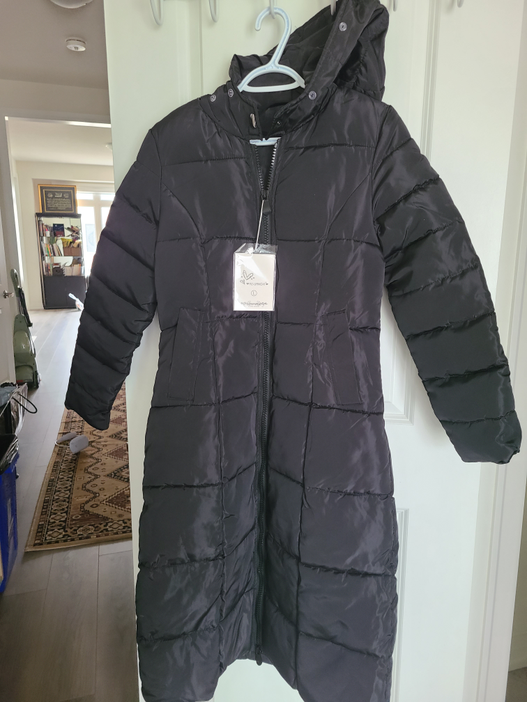 Long black ladies winter jacket image indicator(3)