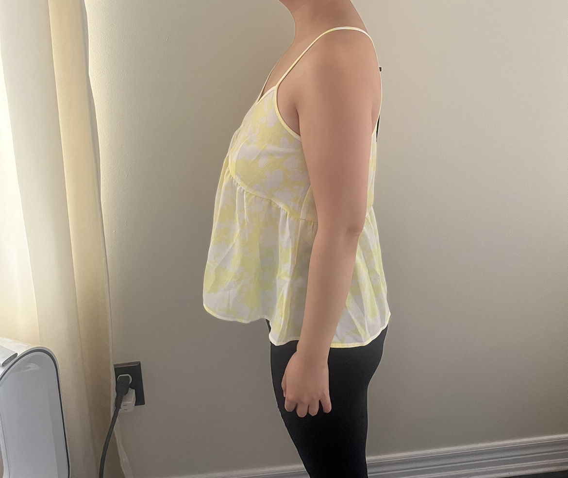 NWT Pastel yellow floral racerback babydoll tank image indicator(2)