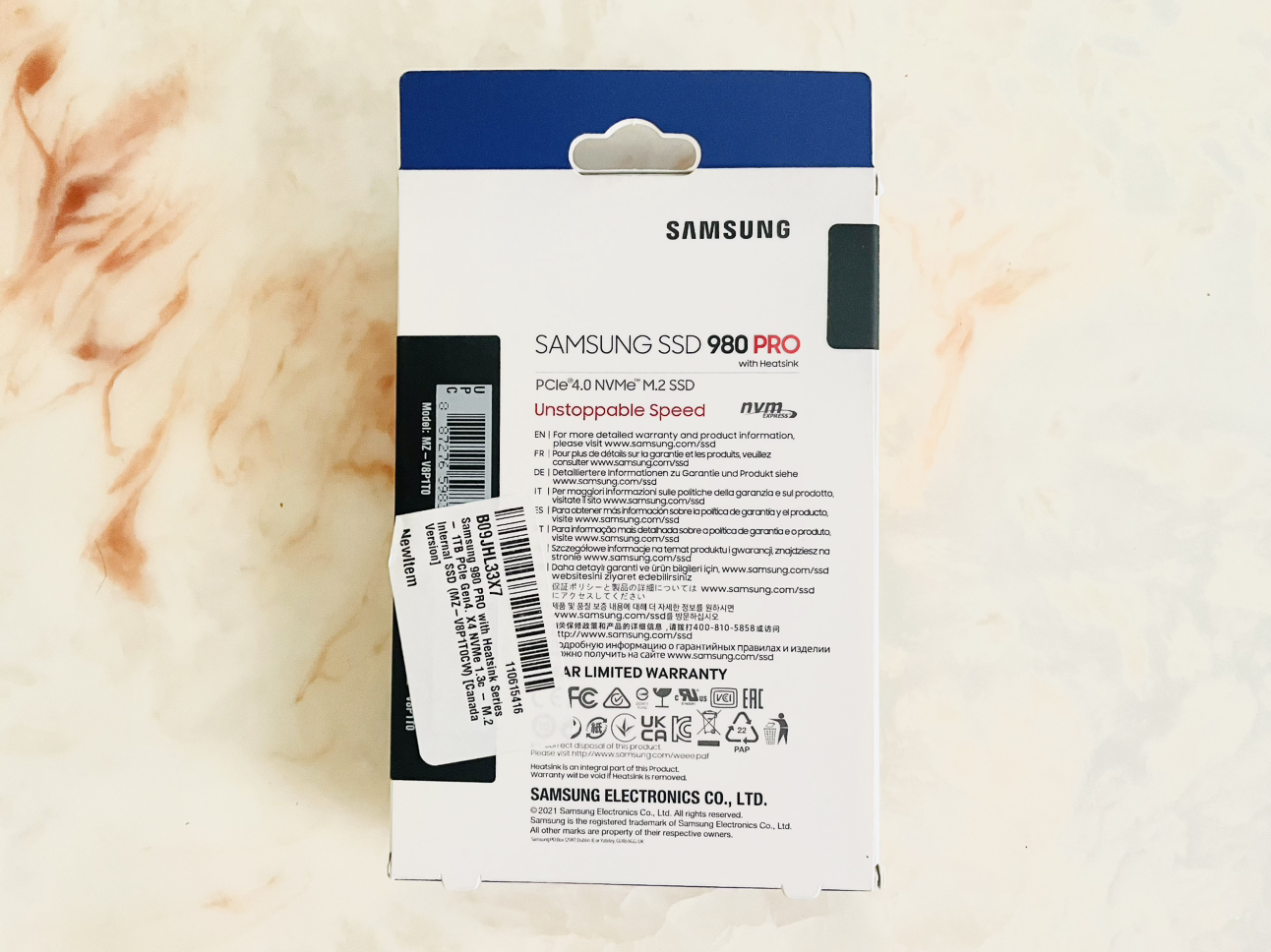 New, sealed. 1TB Samsung 980 Pro PCle 4.0 NVMe M.2 SSD with HS - photo 2