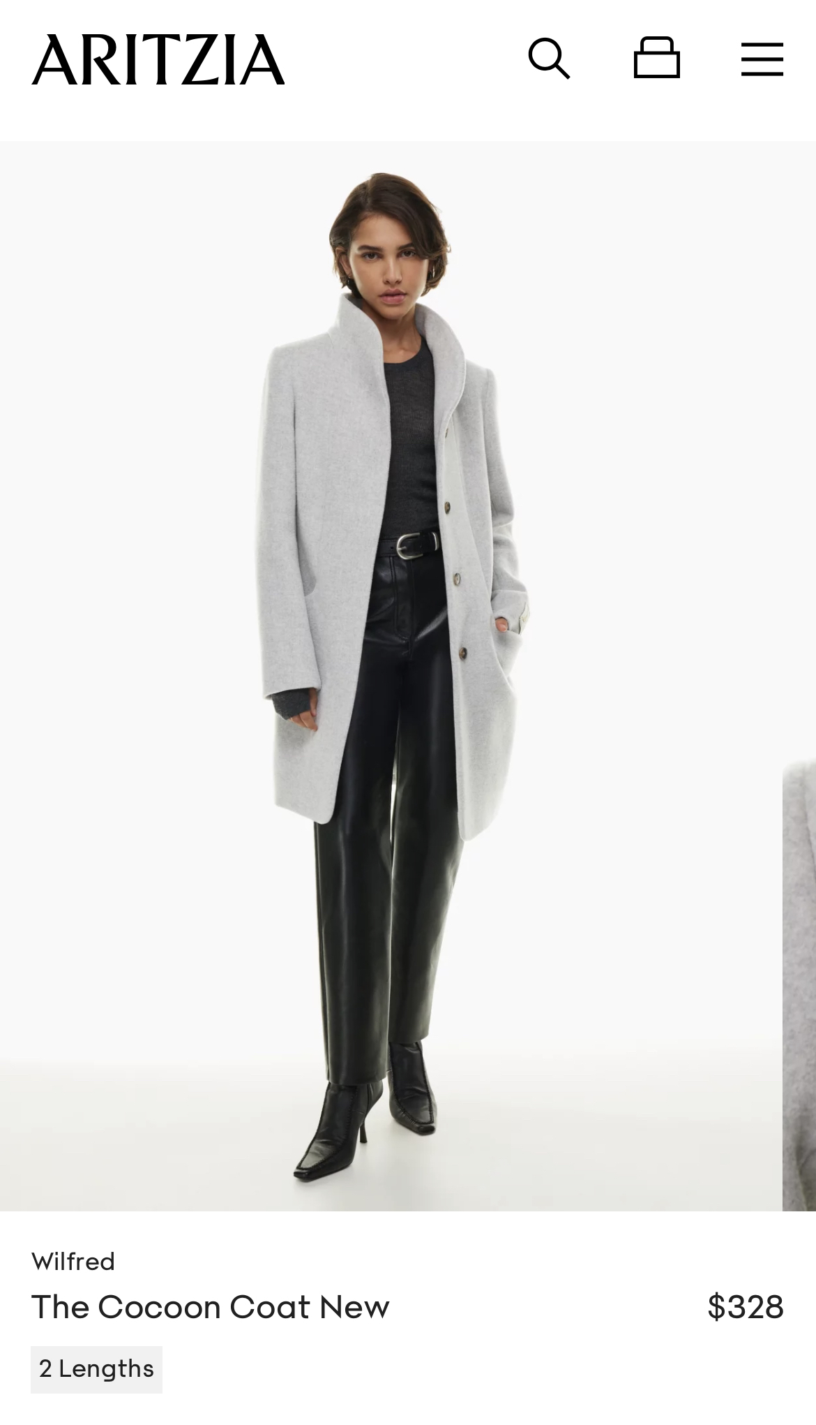 BLACK color Aritzia Wilfred The Cocoon Coat - photo 2