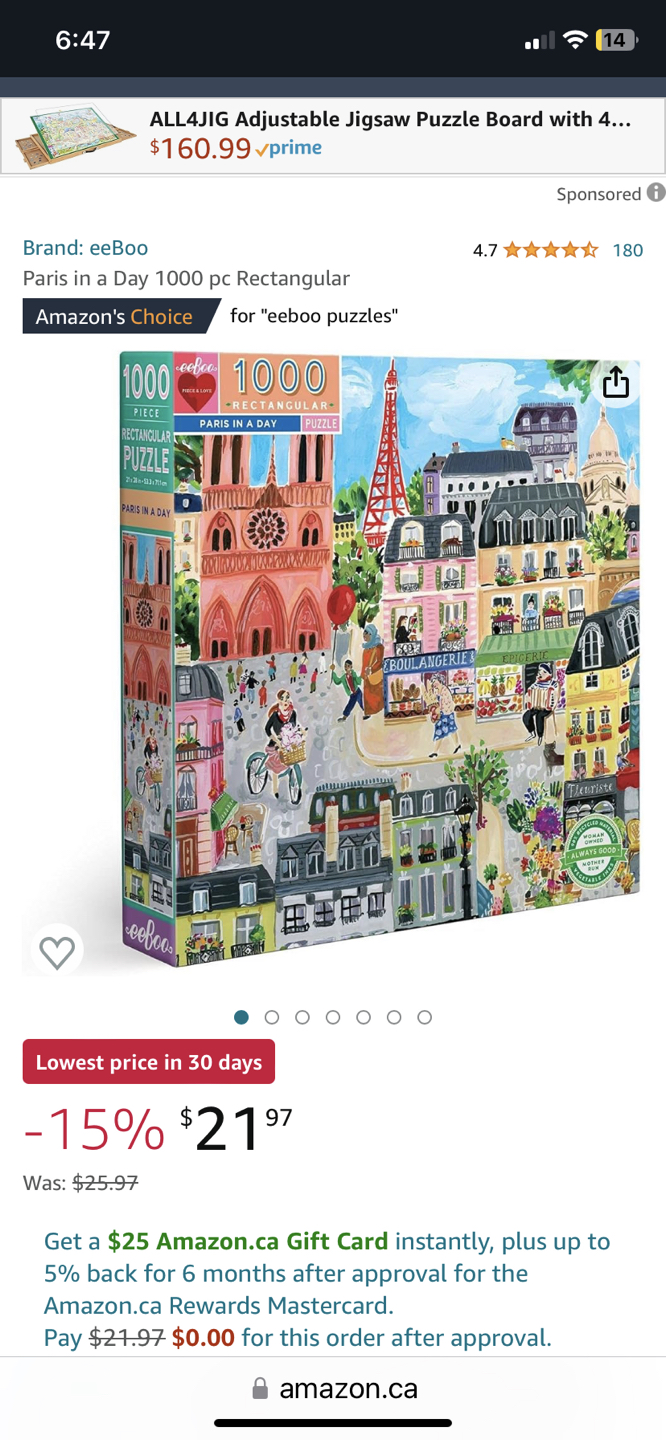 Puzzle- “Paris in a Day” 1000 piece puzzle - Brand New/unopened - photo 3