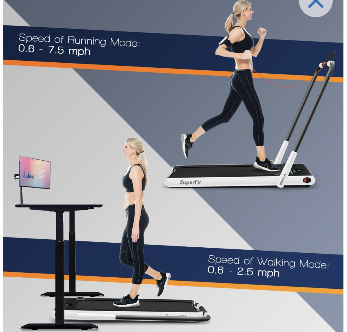 2 IN 1 FOLDING TREADMILL SUPERFIT - photo 3