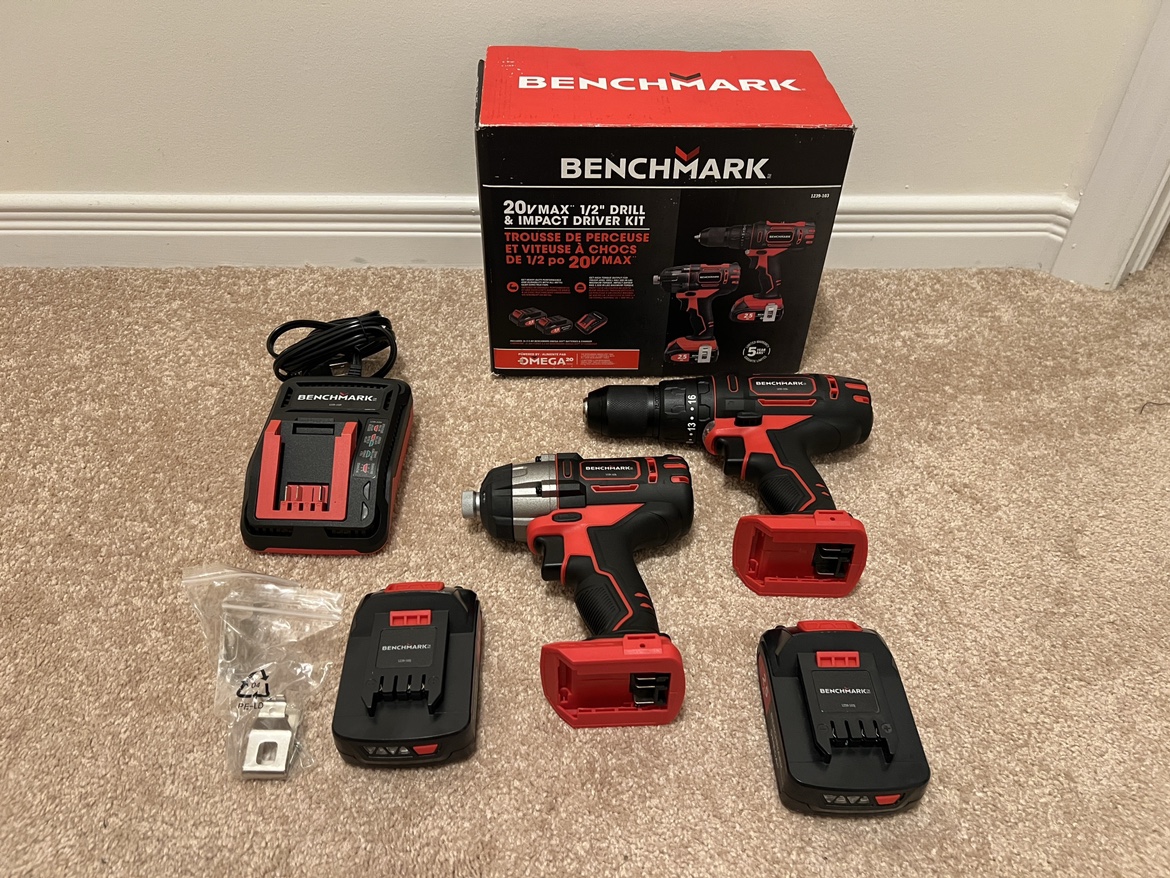 30% off Benchmark Drill/Driver/Impact Driver Combo Kit