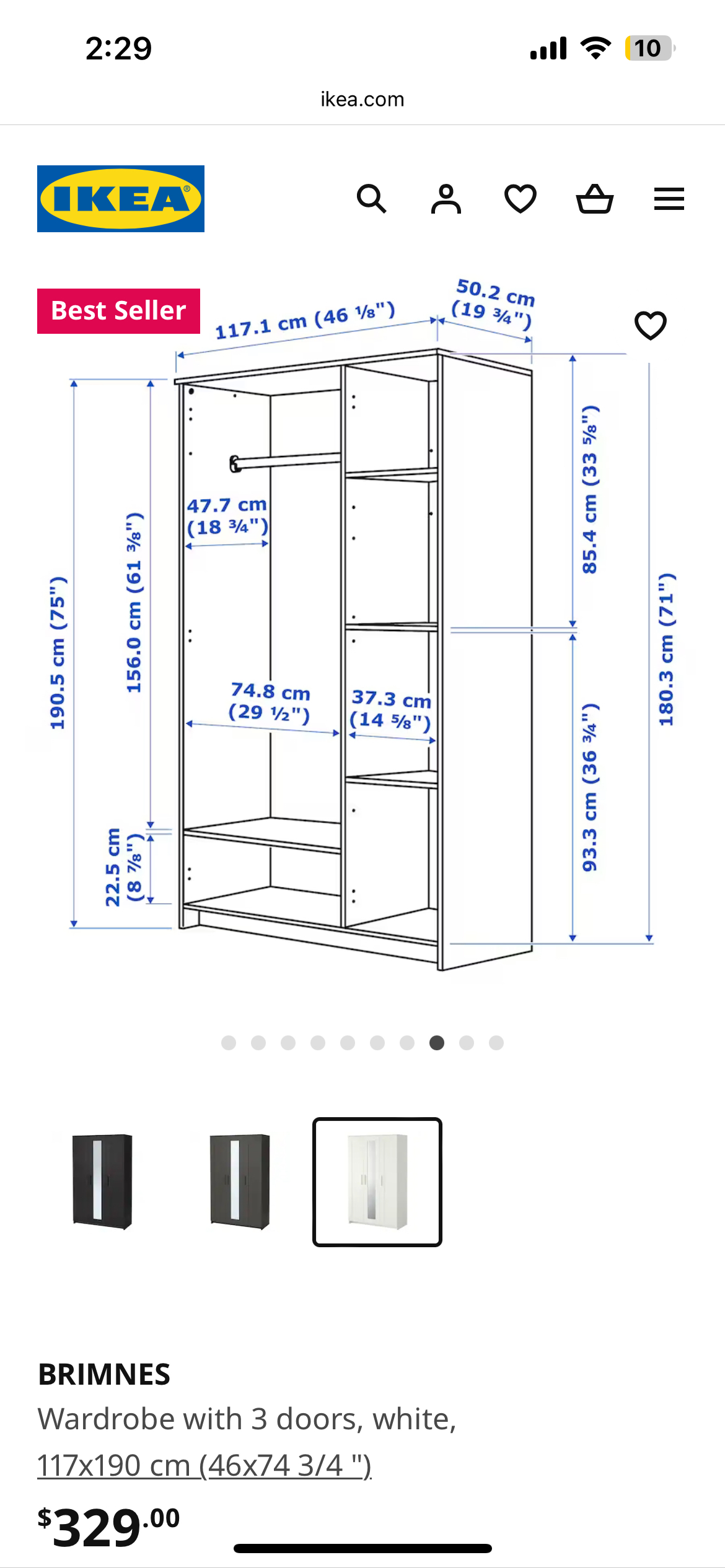 Ikea BRIMNES wardrobe with 3 doors - photo 4