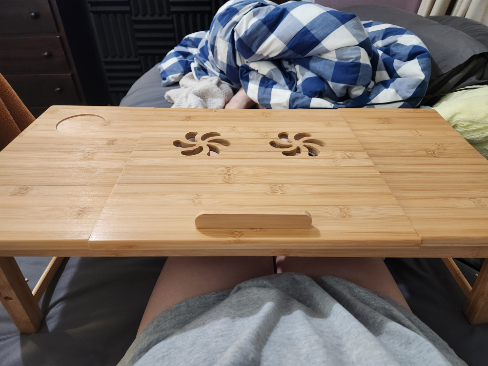 Adjustable bed table with drawer thumbnail