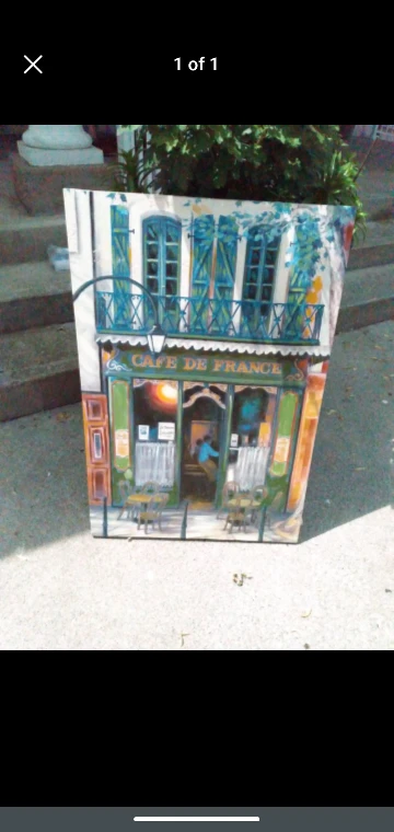 canvas painting hanging art, scene cafe france. thumbnail