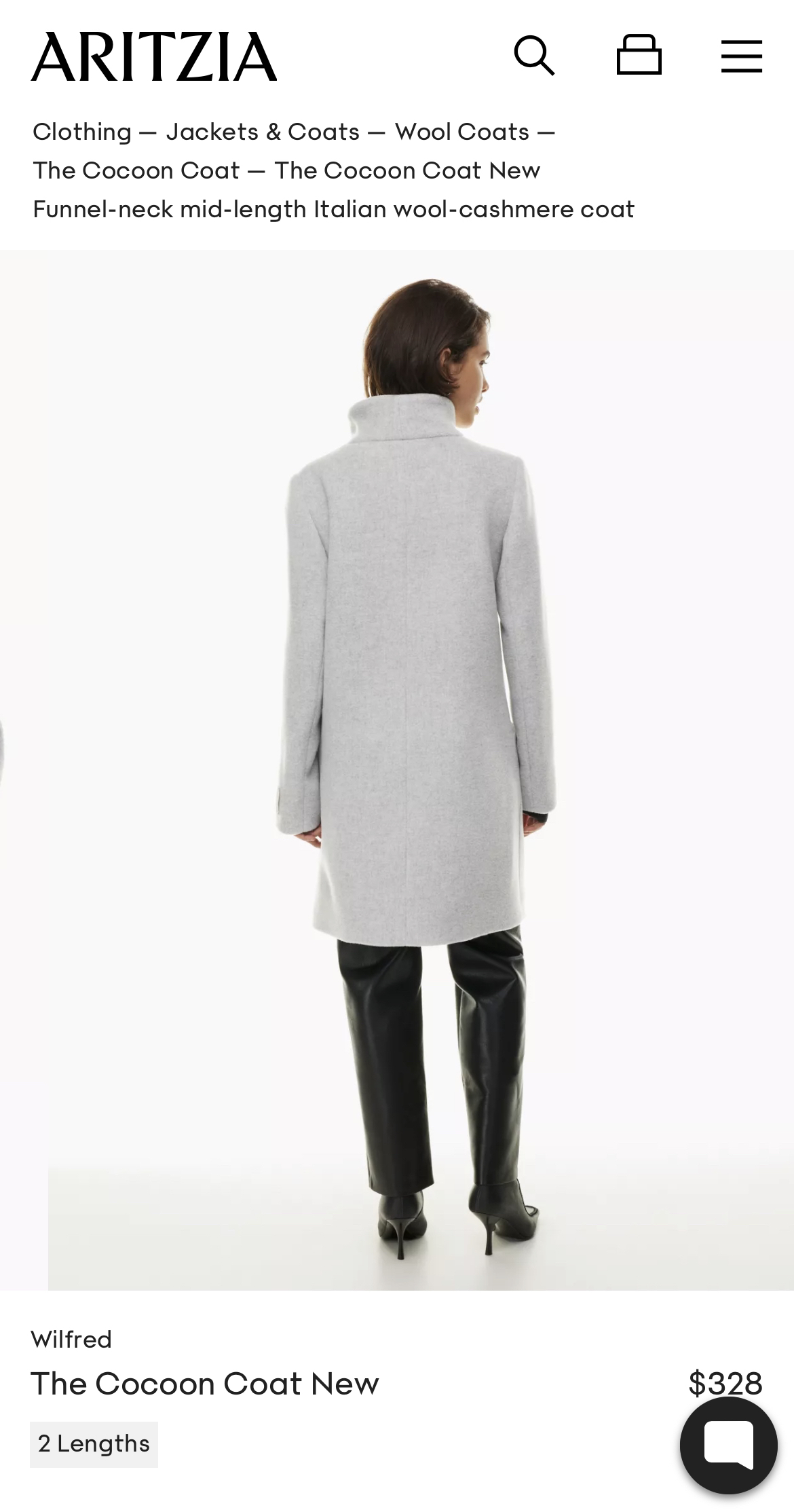 BLACK color Aritzia Wilfred The Cocoon Coat - photo 3