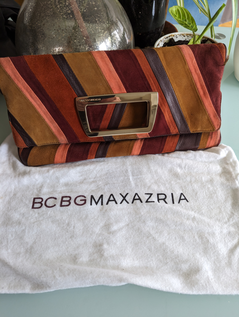 *BCBG MAXAZRIA* Suede/Leather Clutch Purse thumbnail