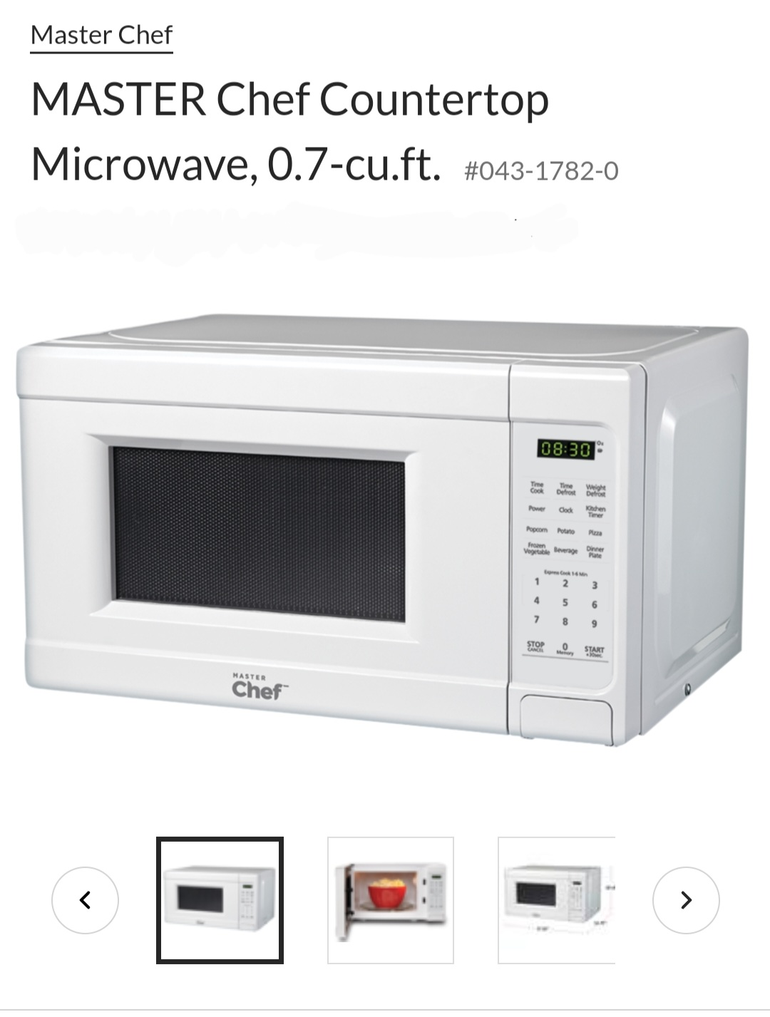 [Used] Master Chef Countertop Microwave - photo 3