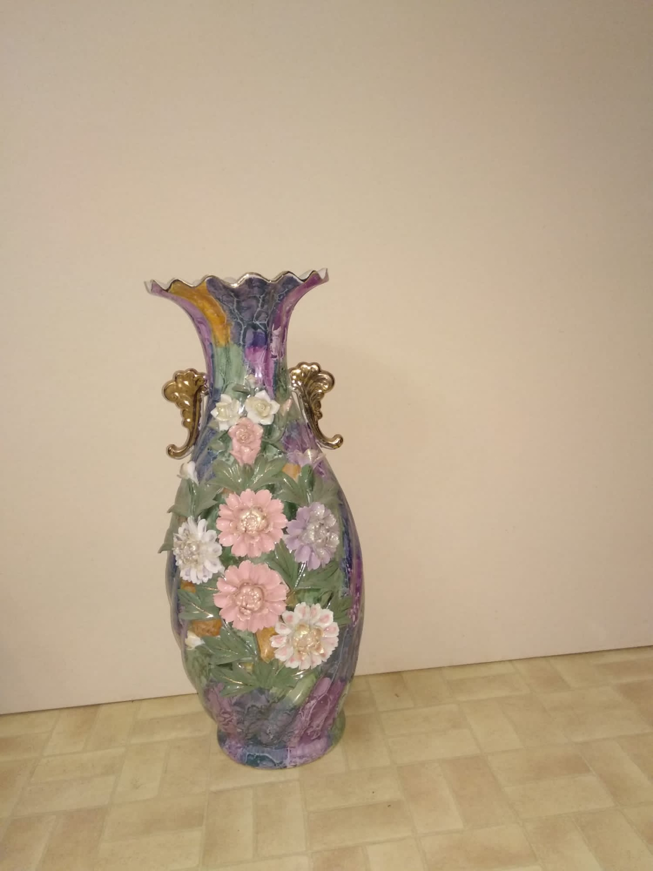 Antique 8x24 inch ceramic vase