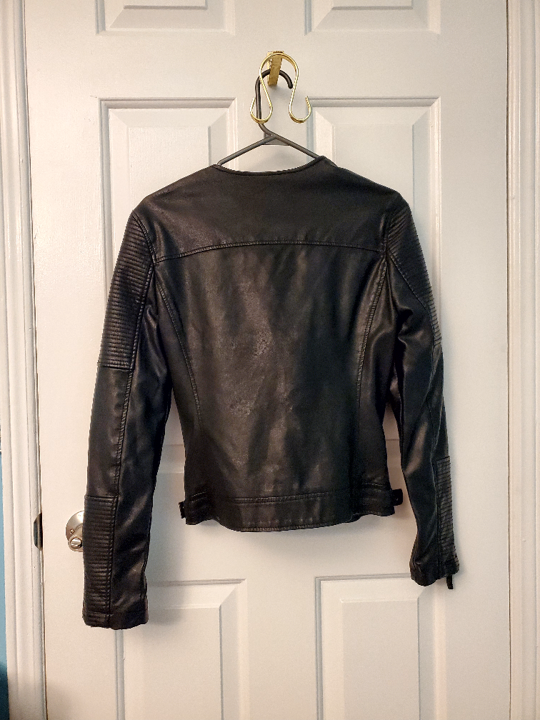 TOPSHOP - black pleather biker jacket size EUR 34,/US 2/ UK 6 image indicator(3)