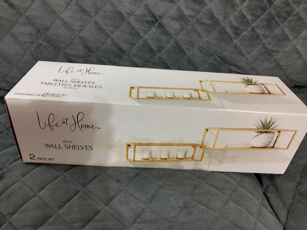 Golden Metal Wall Shelves with glass
