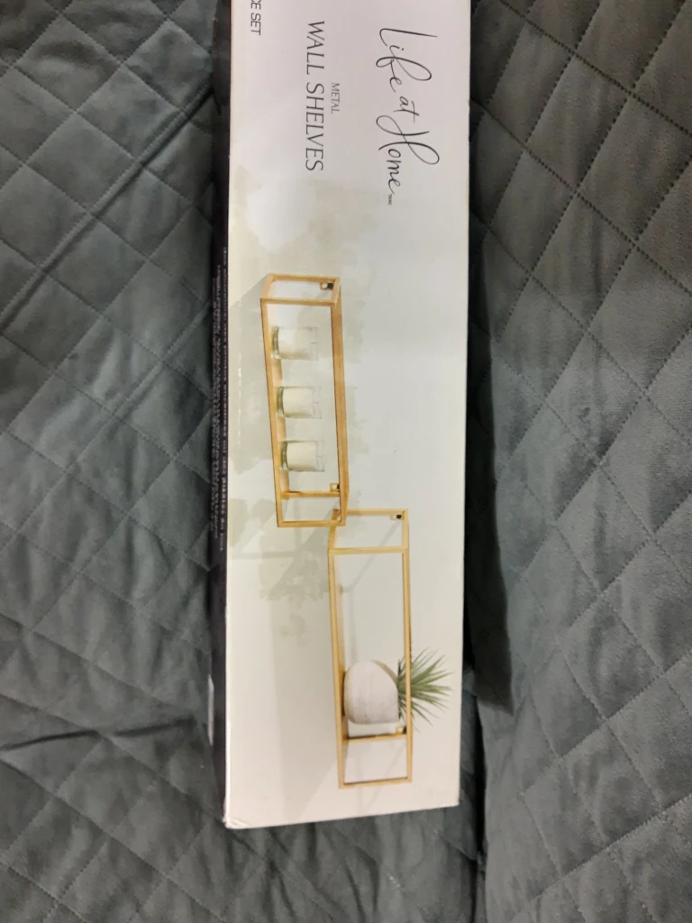 Golden Metal Wall Shelves with glass - photo 2