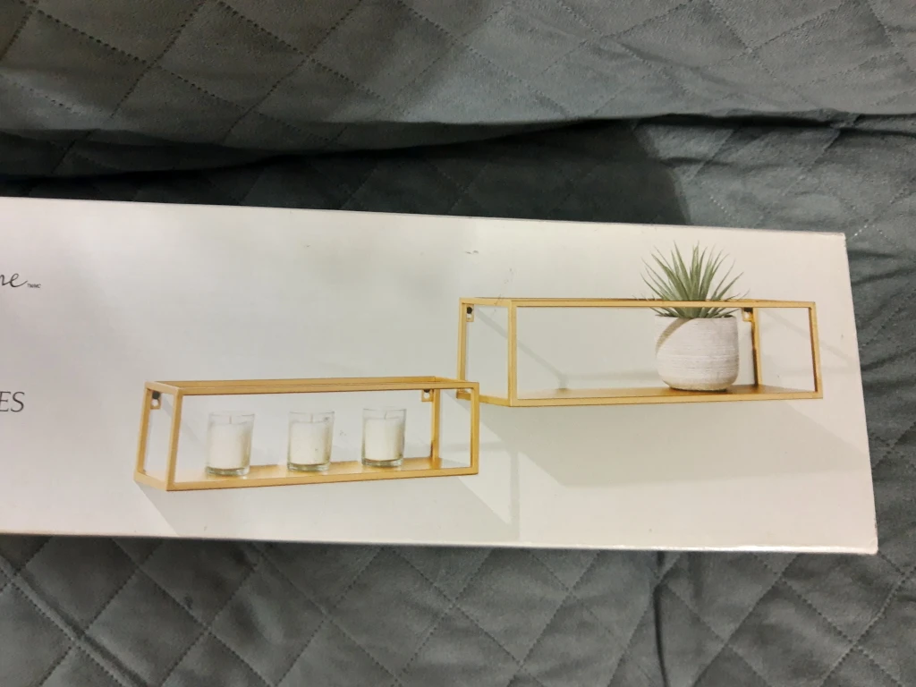 Golden Metal Wall Shelves with glass - photo 3