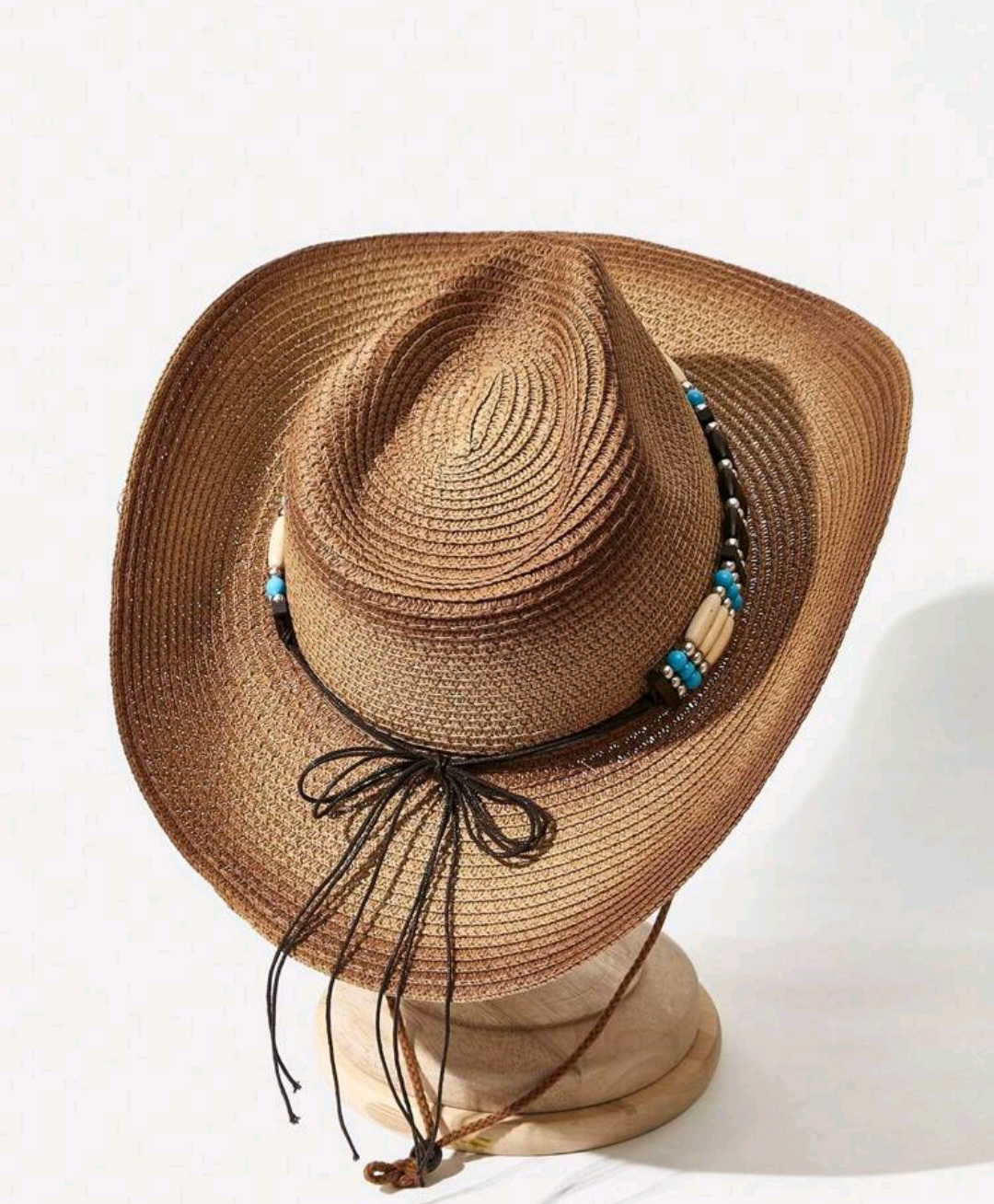 BNIB❄️ Ladies' vacation straw hat with bead decoration image indicator(2)