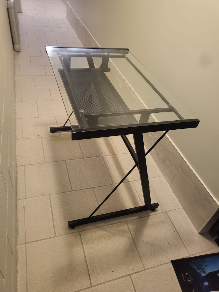 Modern glass computer desk with keyboard slide out - photo 2