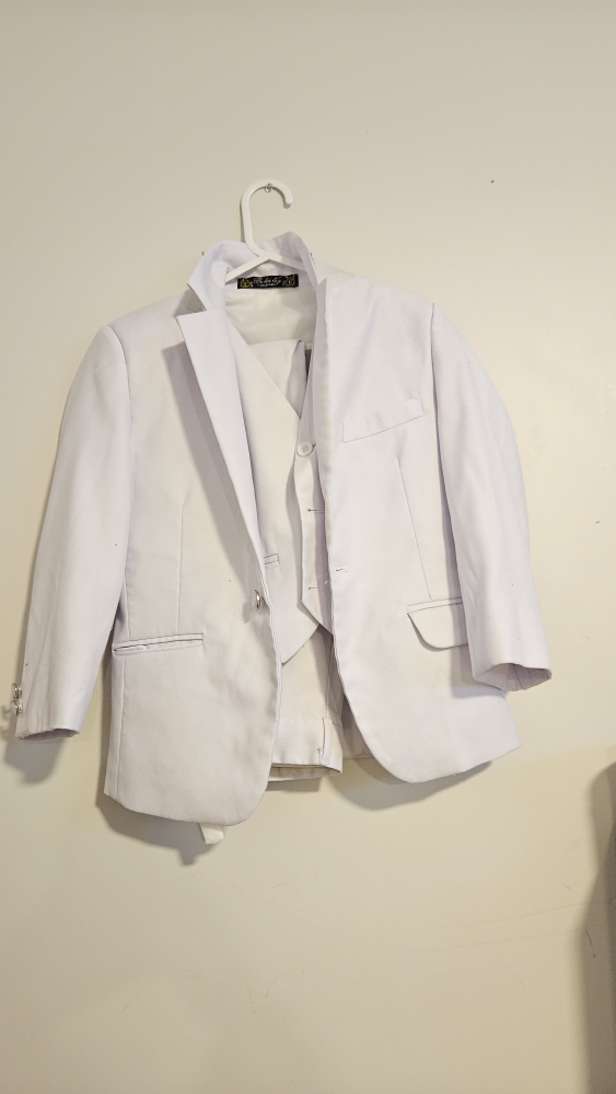 unisex kids white suit thumbnail