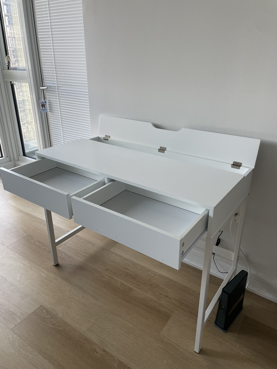 Computer Desk, Modern Simple 40 inch White Desk with 2 Drawers - photo 4