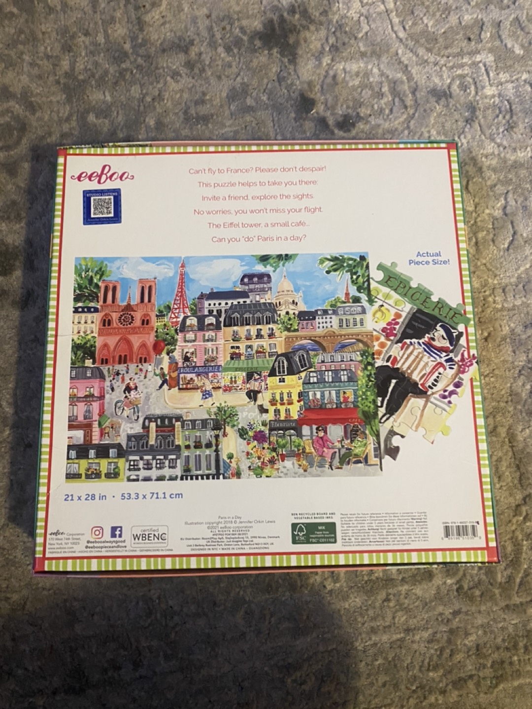 Puzzle- “Paris in a Day” 1000 piece puzzle - Brand New/unopened - photo 2