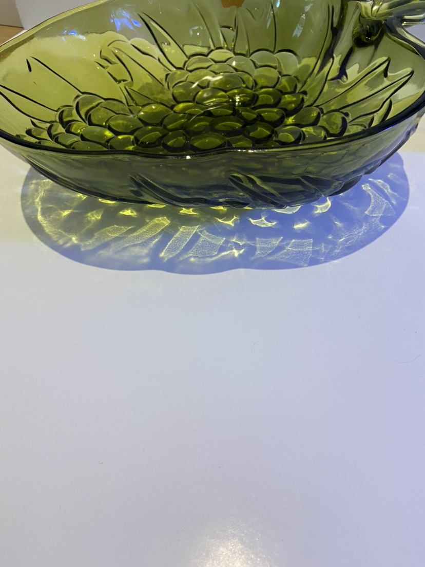 Vintage Indiana Glass Olive Green Grape Bowl image indicator(3)