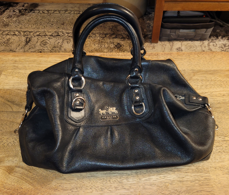 Coach black leather bag thumbnail