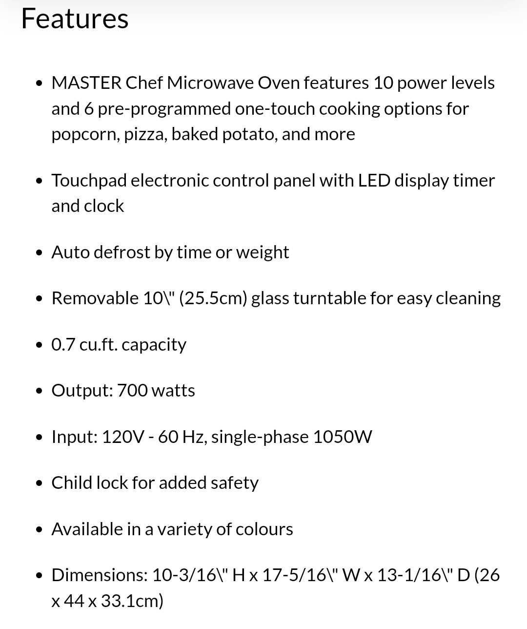 [Used] Master Chef Countertop Microwave - photo 5