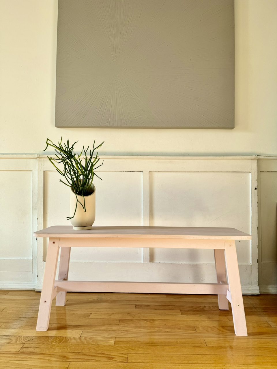 Ikea Solid Birch Bench washed with rose chalk paint - photo 3