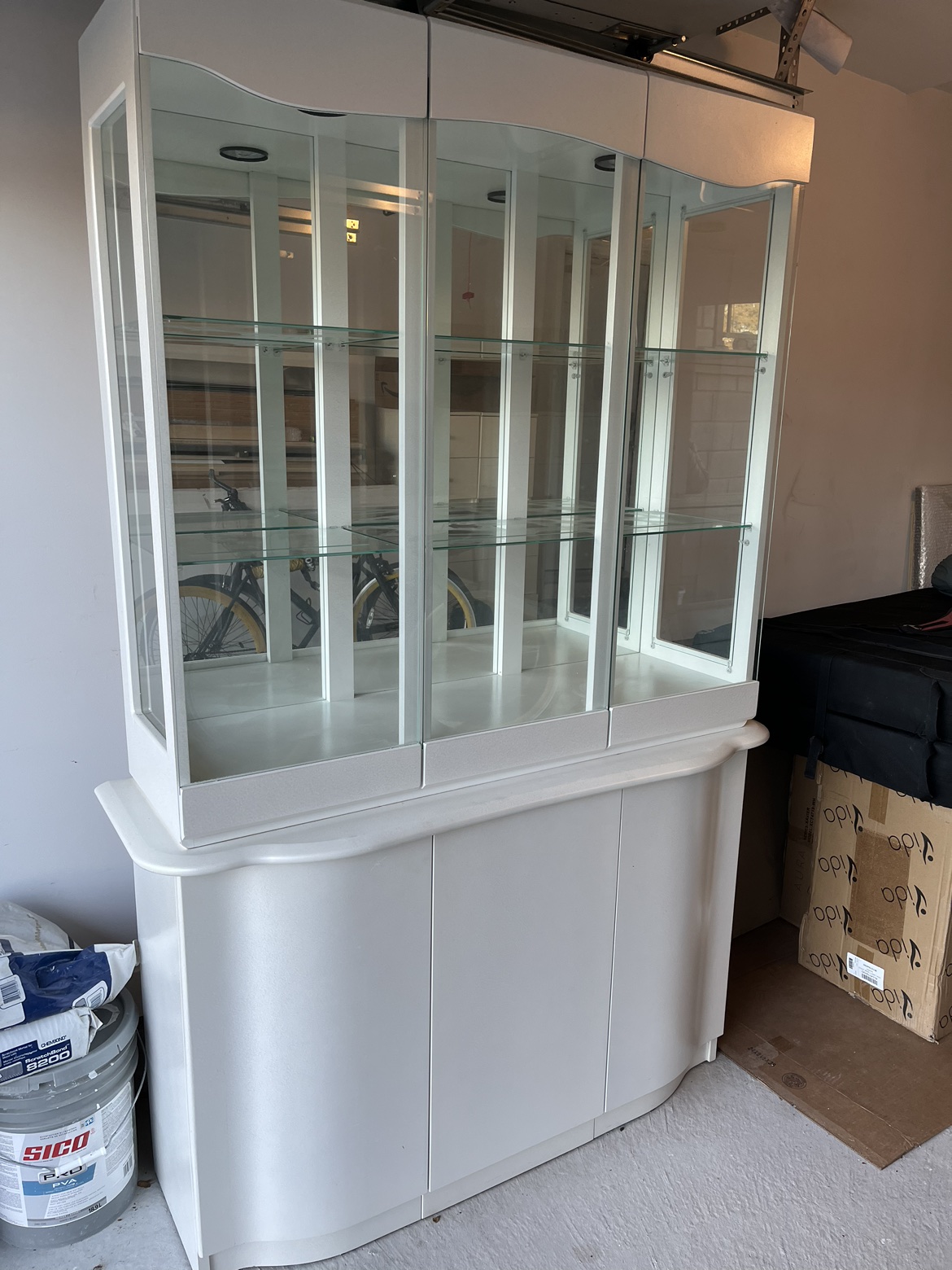 White Dining Room Cabinet with Glass Display
