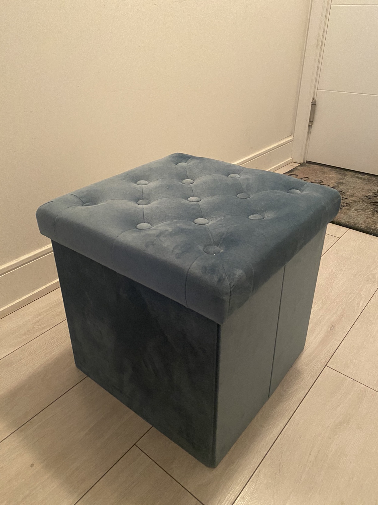 Teal Velvet Storage Ottoman - photo 3