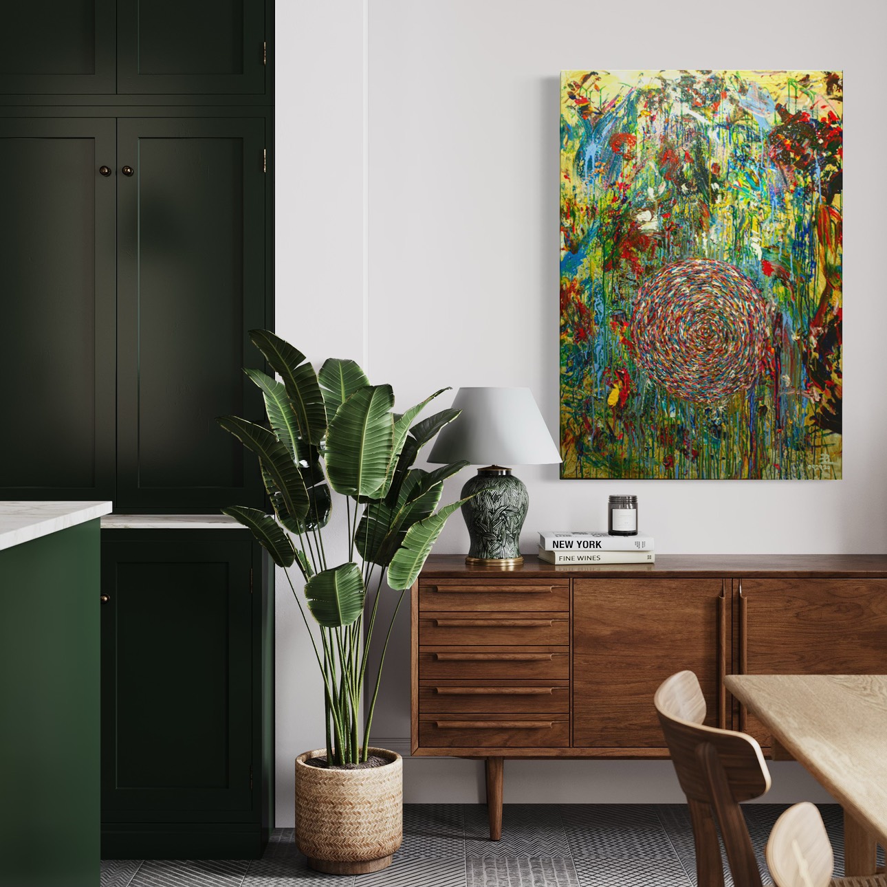 "Filled" acrylic abstract painting Size 36"x48" image indicator(7)