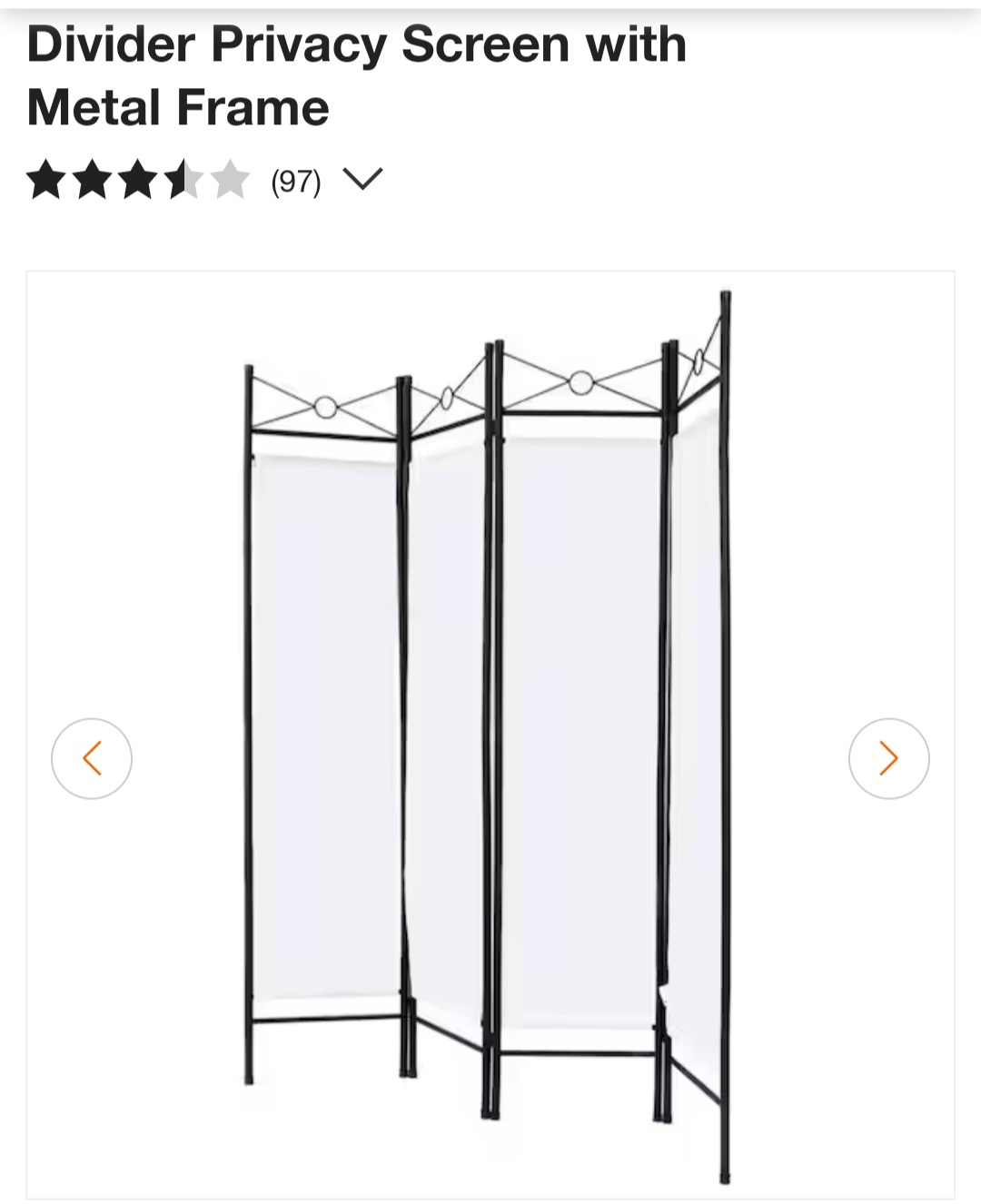 71 in. White 4-Panel Room Divider Privacy Screen thumbnail