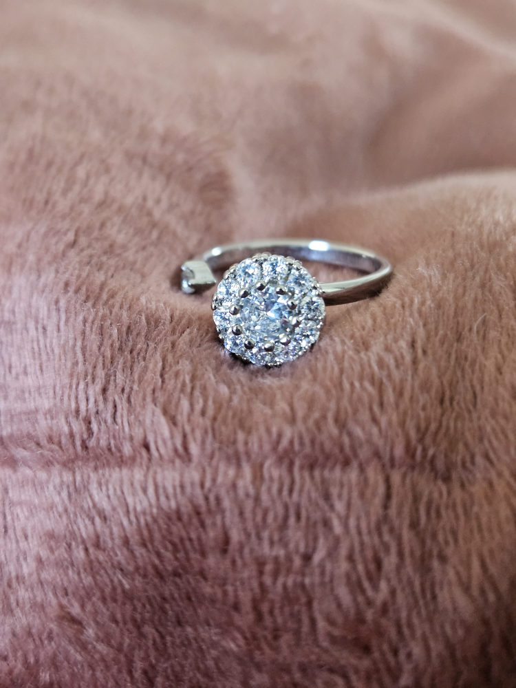 925 Sterling Silver Sparkly Flower Spinner Ring Cubic Zirconia thumbnail