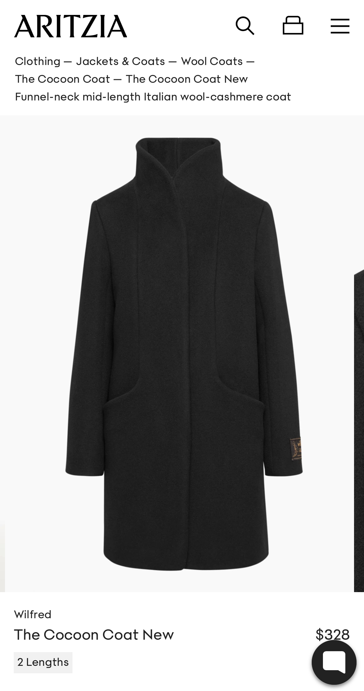 BLACK color Aritzia Wilfred The Cocoon Coat - photo 4